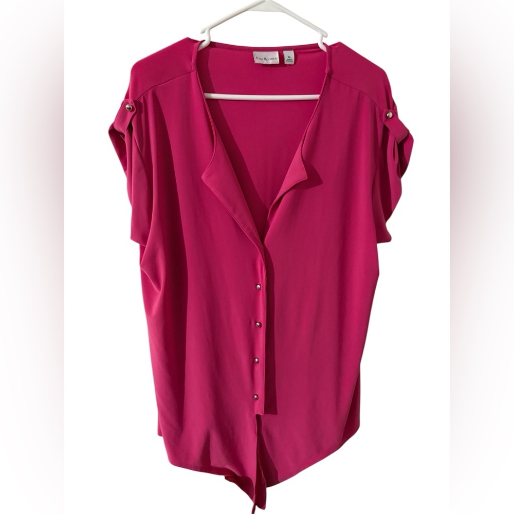 CUTE Kim Rogers Fuchsia Button-Up Blouse. Size XL & NWOT!